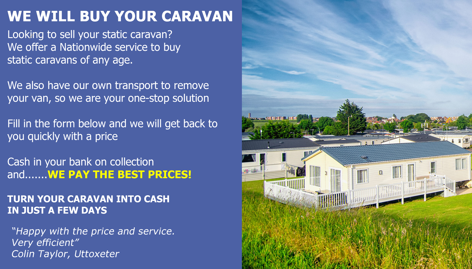 We will buy your caravan
